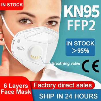 6 Vrstiev KN95 FFP3 Masku na Tvár Unisex Mascarillas Masque S vzduchový Ventil Bezpečnosti Respirátor FFP2 Auti-prach Ochranné Úst Masky