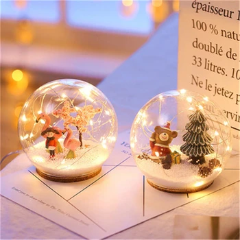 12 cm Vianoce Crystal Ball Nordic Štýl LED Svetlá Rozloženie izieb Elegantné Sklenené Gule Čerstvé Dekoratívne Batérie Svetlo Domáce Dekorácie