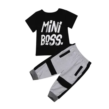 Dieťa Chlapcov, Oblečenie Set sa Batoľa Detský Baby Boy Krátky Rukáv T-shirt Topy+Geometrické Nohavice, Oblečenie Nastaviť Oblečenie 1-6Yrs