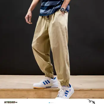 Hybskr Jeseň Mužov Bežné Hárem Nohavice jednofarebné Plus Veľkosť Človeka Joggers 2020 Japonský Bavlna Mužské Nohavice 5XL