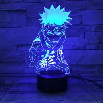 Naruto Figúrka Anime Uzumaki Naruto 3D LED Svetlo USB LED Nočné Lampy Novinka Svetlo Mutilcolor Deti Stolové Lampy Domova