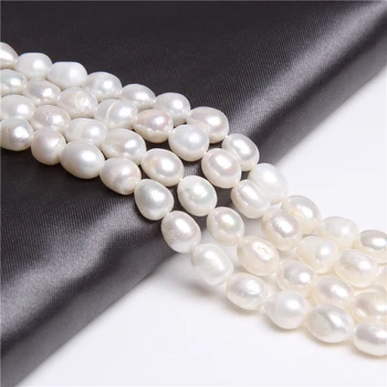 Biele oválne perly strand lacné pearl perličiek veľkoobchod reálne sladkovodné drop pearl perly prírodné veľký otvor perly 7-8mm šperky urob si sám