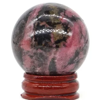 Prírodná Ružová Čierna Rhodonite Loptu Minerálov Kremeňa Oblasti Masáž Rúk Crystal Ball Uzdravenie Feng Shui Domova Príslušenstva 40 mm